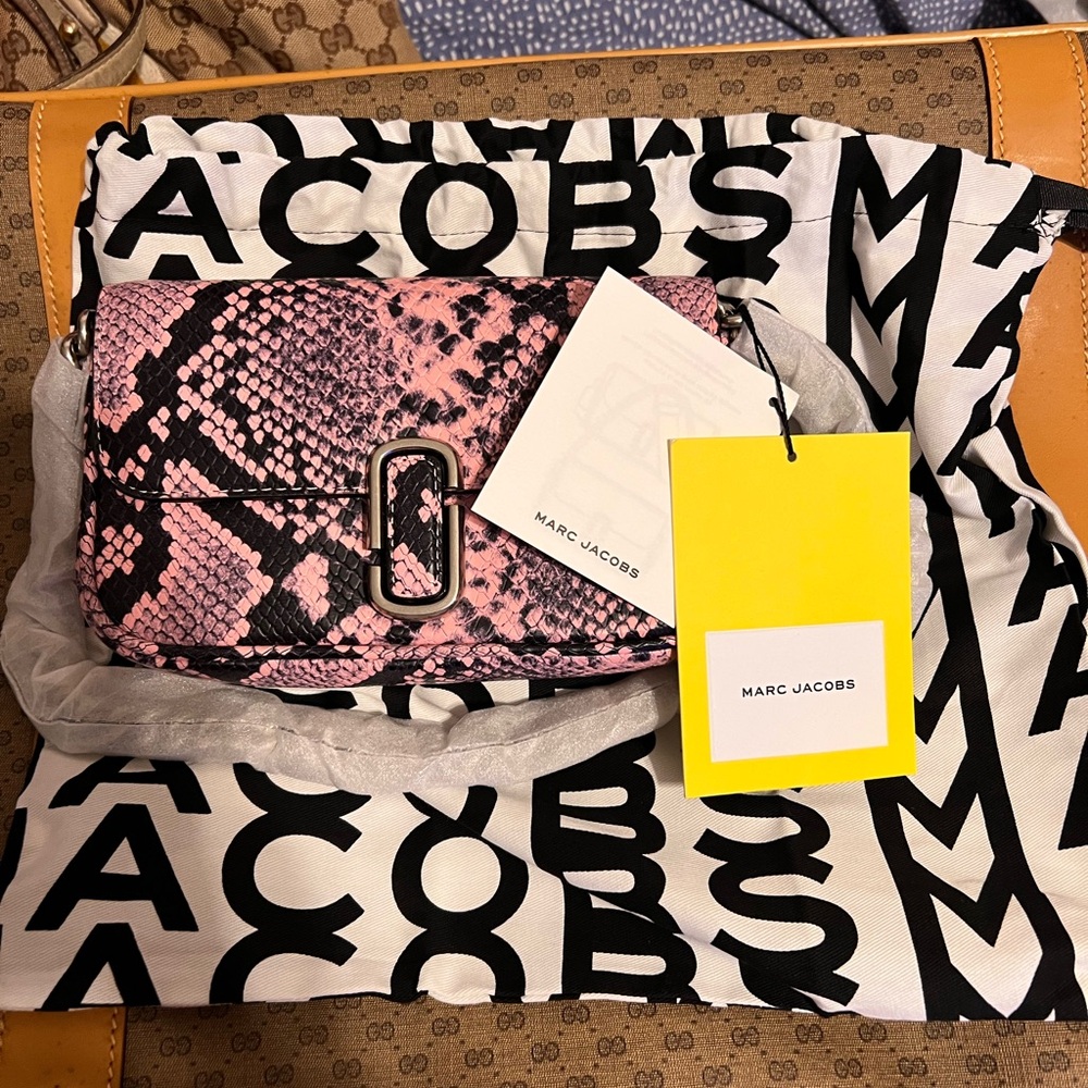 Marc Jacobs Black and Pink Snakeskin Bag
